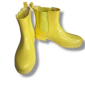Planone Chelsea Style Yellow Rain Ankle Boot Women US 10 EU 41 Anti Slip Garden